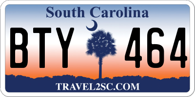SC license plate BTY464