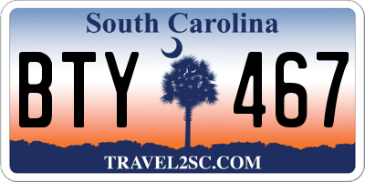 SC license plate BTY467