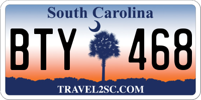 SC license plate BTY468