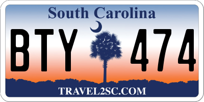 SC license plate BTY474