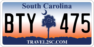 SC license plate BTY475