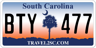 SC license plate BTY477