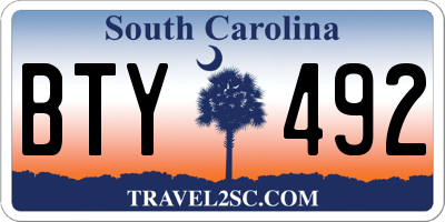 SC license plate BTY492