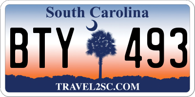 SC license plate BTY493