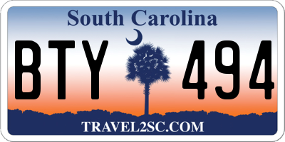 SC license plate BTY494