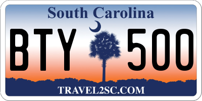 SC license plate BTY500