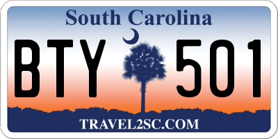 SC license plate BTY501