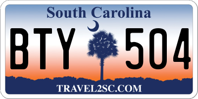 SC license plate BTY504