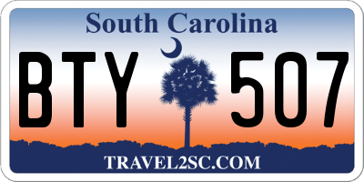SC license plate BTY507