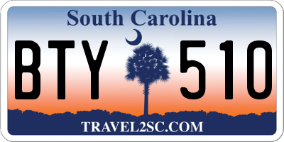 SC license plate BTY510