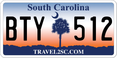 SC license plate BTY512
