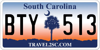 SC license plate BTY513