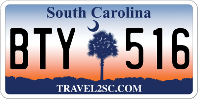 SC license plate BTY516