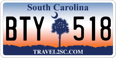 SC license plate BTY518