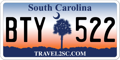 SC license plate BTY522