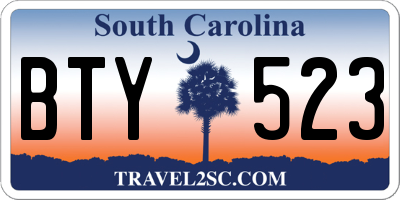 SC license plate BTY523