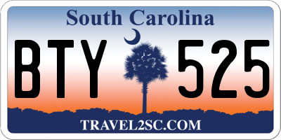 SC license plate BTY525