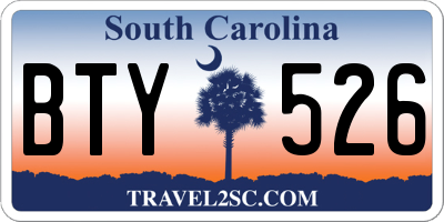 SC license plate BTY526