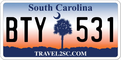 SC license plate BTY531