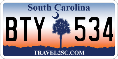 SC license plate BTY534