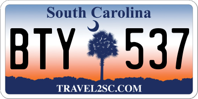 SC license plate BTY537