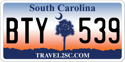 SC license plate BTY539