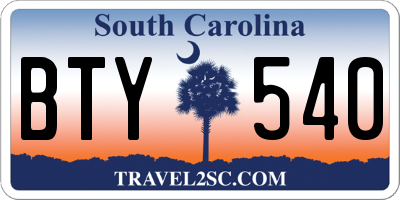 SC license plate BTY540