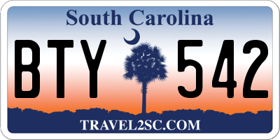 SC license plate BTY542