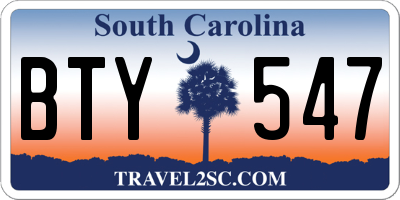 SC license plate BTY547