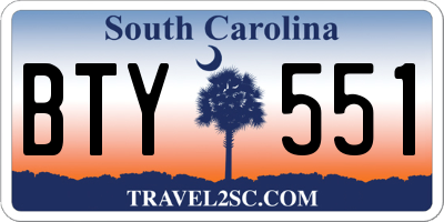 SC license plate BTY551