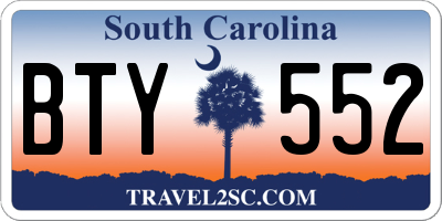SC license plate BTY552