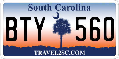 SC license plate BTY560