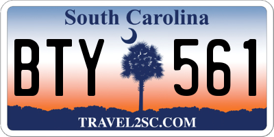 SC license plate BTY561