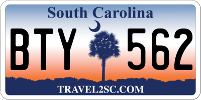 SC license plate BTY562