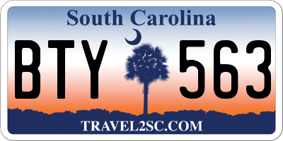 SC license plate BTY563
