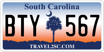 SC license plate BTY567