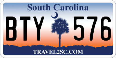 SC license plate BTY576