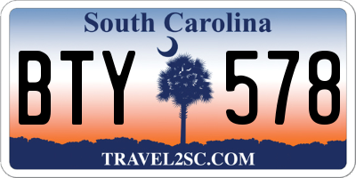 SC license plate BTY578