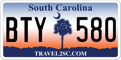 SC license plate BTY580