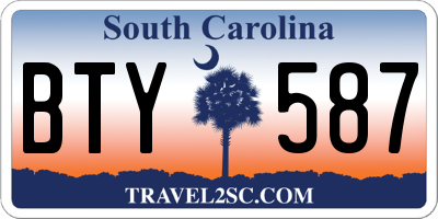 SC license plate BTY587