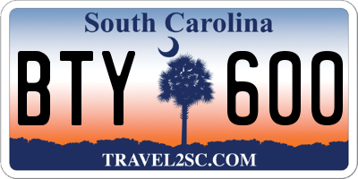 SC license plate BTY600