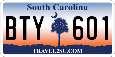 SC license plate BTY601