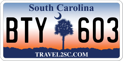 SC license plate BTY603