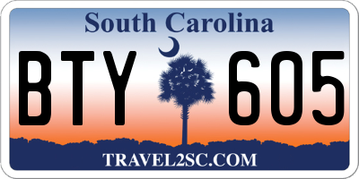 SC license plate BTY605