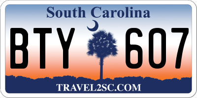 SC license plate BTY607