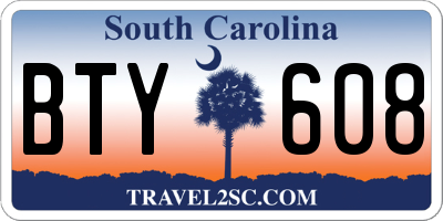 SC license plate BTY608