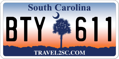 SC license plate BTY611