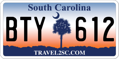 SC license plate BTY612