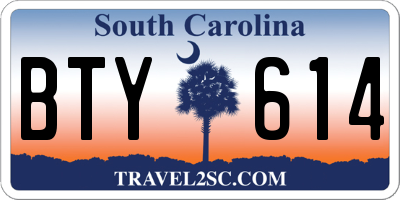 SC license plate BTY614