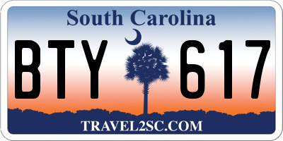 SC license plate BTY617